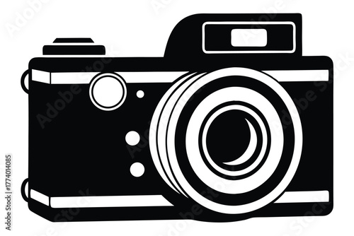 disposable camera black and white silhouette