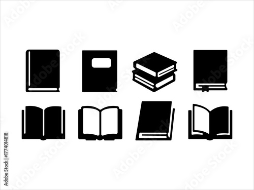Collection of various books and textbooks in black silhouettes