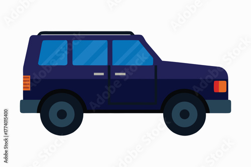Dark Blue Modern SUV Vector Illustration