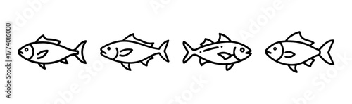 Vector blue fish illustration scalable icon for web and print