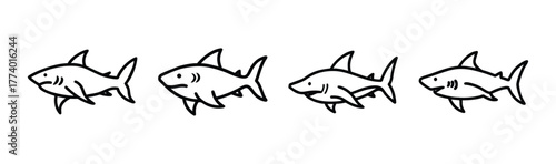 Aggressive bull shark vector illustration scalable icon for marine wildlife