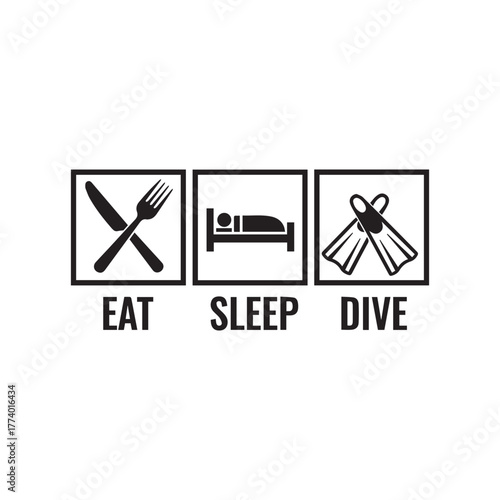 Scuba diving lifestyle and adventure icons set