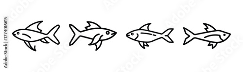 Elegant vector flying fish illustration icon
