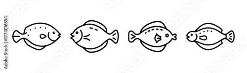 Flat flounder fish vector illustration scalable icon sea life
