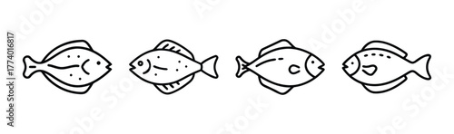 Halibut vector graphic fish illustration scalable seafood icon