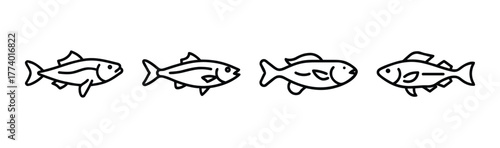 Clean vector illustration of a hake fish icon in scalable eps format