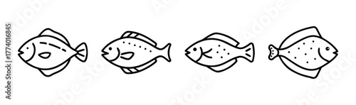 Scalable vector illustration of a halibut fish suitable for various designs