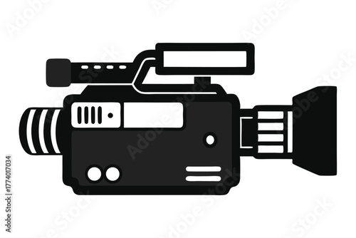 digital video camera black and white silhouette vector 