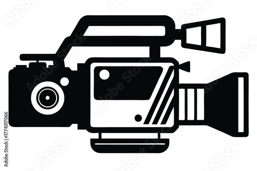 digital video camera black and white silhouette vector 