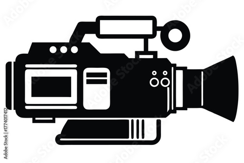 digital video camera black and white silhouette vector 