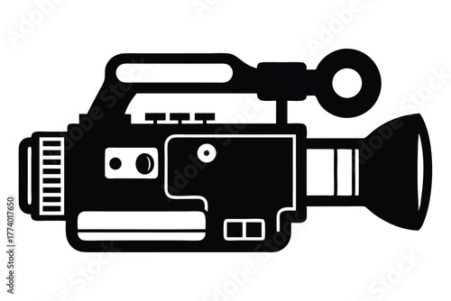 digital video camera black and white silhouette vector 