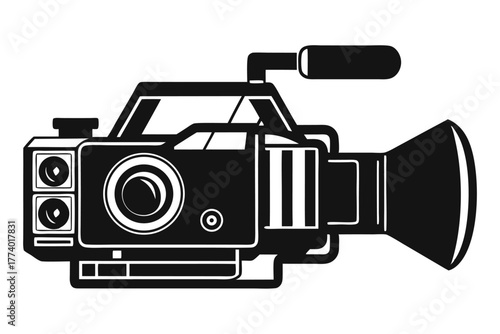 digital video camera black and white silhouette vector 