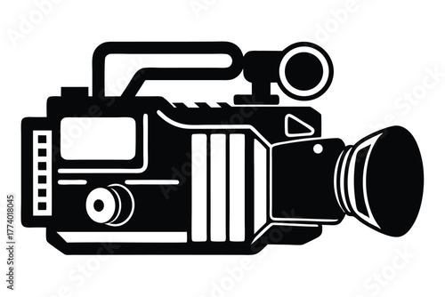 digital video camera black and white silhouette vector 