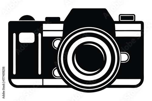 digital single lens reflex camera black and white background