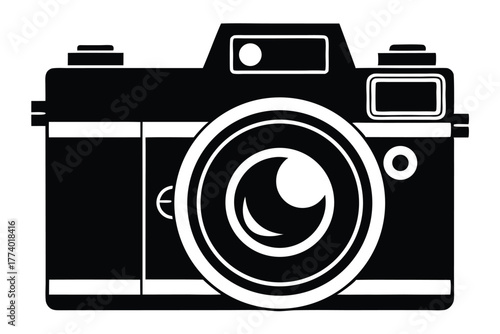 digital single lens reflex camera black and white background