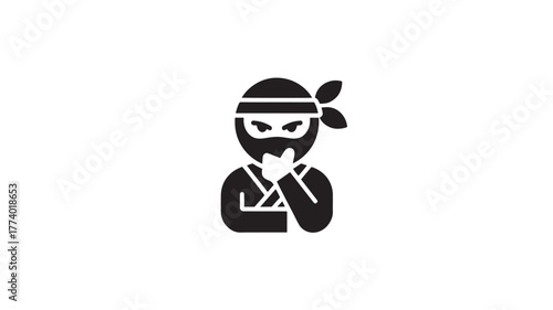 Ninja glyph icon vector illustration of a martial arts fighter isolated on white background