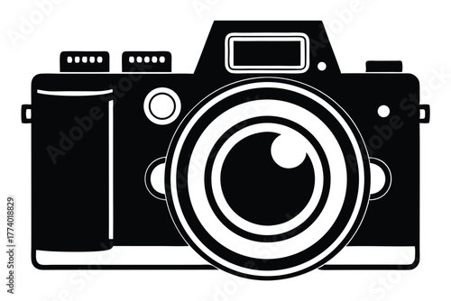 digital single lens reflex camera black and white background
