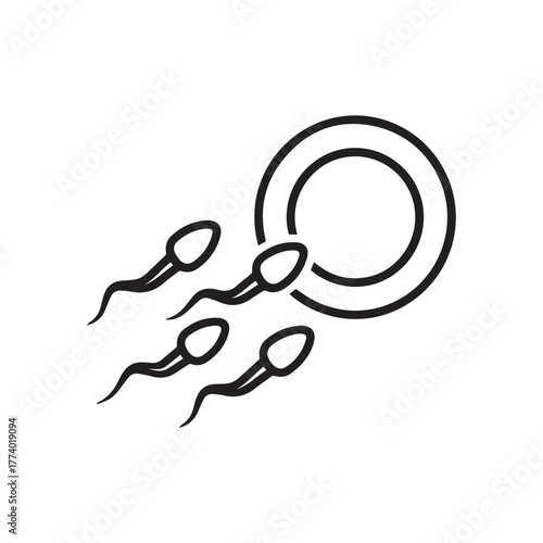 Sperm and ovum line icon for fertilization concepts
