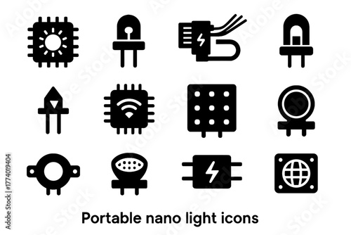 Vector nano tiny icon diode control unit miniature micro light portable module