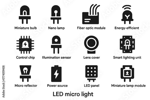 Lamp lens led icon fiber chip miniature light lighting vector nano smart