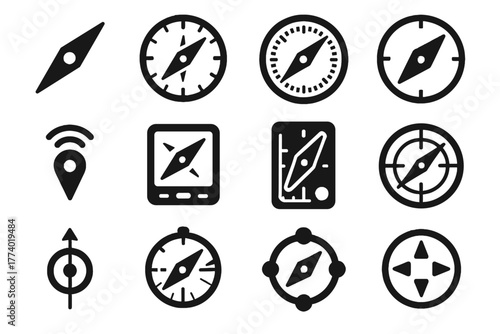Gps icon directional compass cardinal digital hub vector icons calibration plate lines