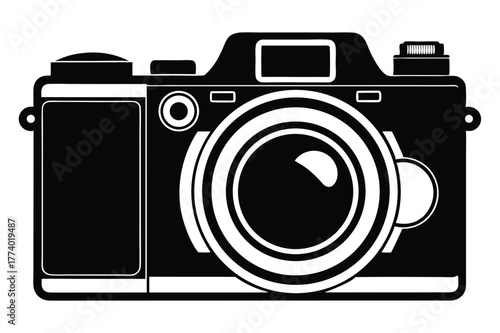 digital single lens reflex camera black and white background