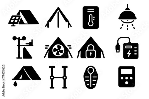 Collection ventilation unit power vector smart icon tent weather system