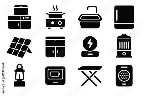 Module compact panel mat hub management camping vector station dock portable icon