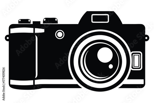 digital single lens reflex camera black and white background