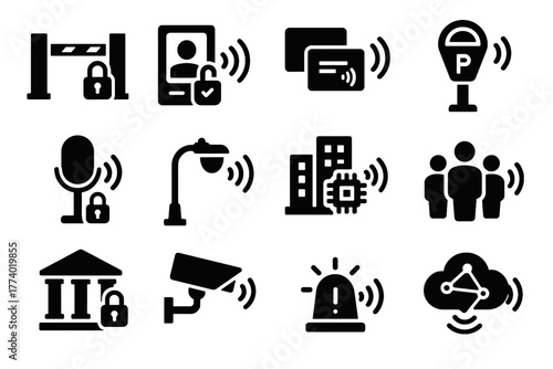 Ticketing hub voice parking vector cloud smart icon gate emergency city