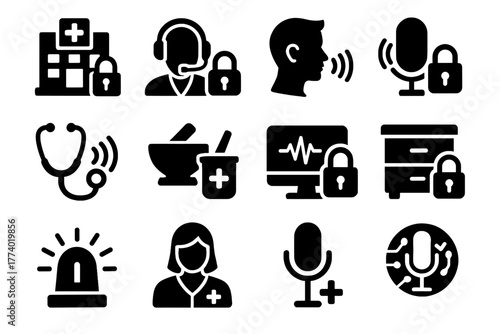 Authentication cross pharmacy icon id hospital encrypted voice security login healthcare vector