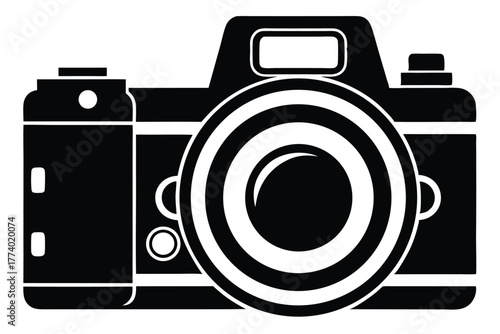 digital single lens reflex camera black and white background