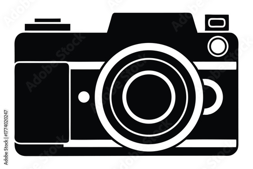 digital single lens reflex camera black and white background