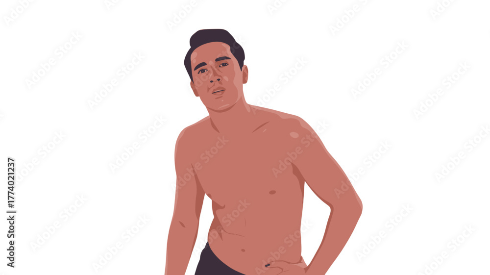 Fototapeta premium A man posing to show his body.