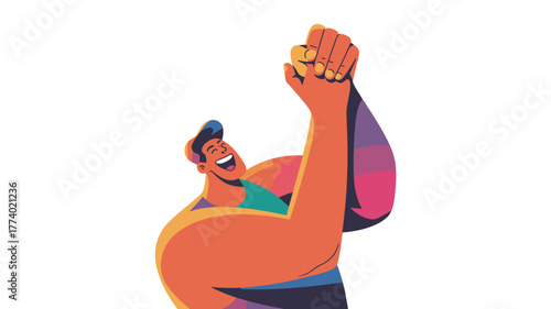 An illustration of a man joyfully clapping, expressing happiness.