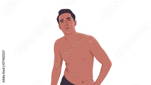 A man posing to show his body.