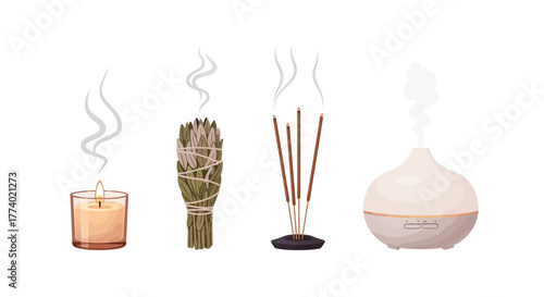 Vector25680 aromatherapy realistic smoke