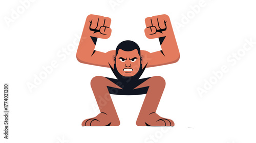 Strong and determined athlete in an illustration stance