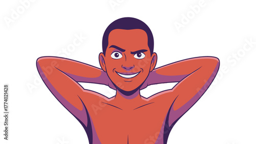 Relaxed portrait of a man with his hands behind his head.