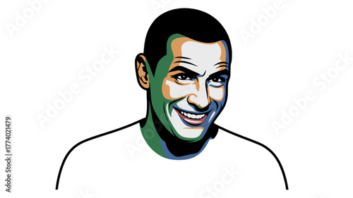 An illustration portrait of a smiling person.