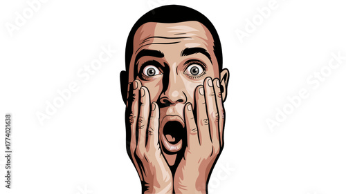 An illustration of a shocked man expressing his surprise.