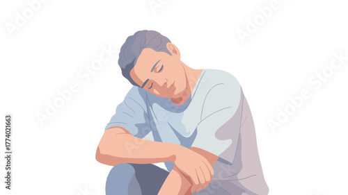 A man experiencing loneliness or sadness, portrayed through a simple illustration.