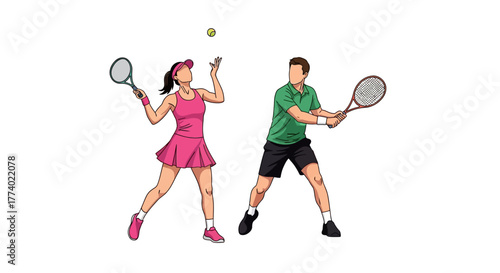 Vector25720 tennis illustration players