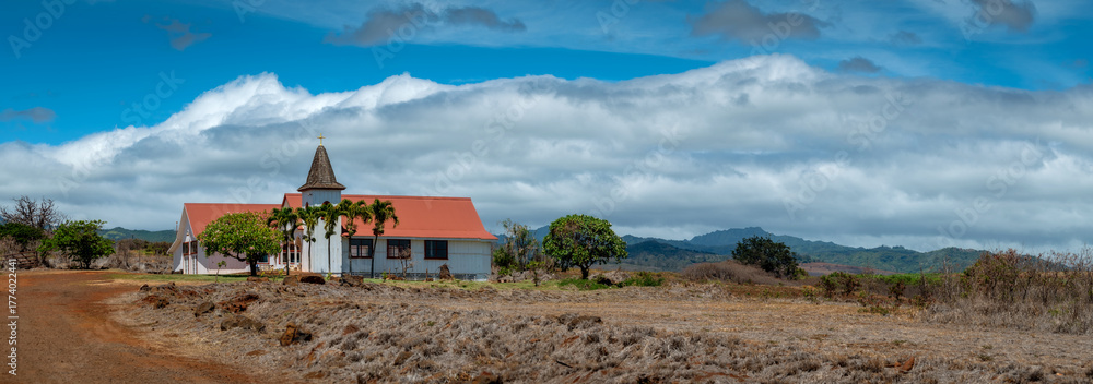 Obraz premium West Kauai United Methodist Church, Kauai, Hawaii. The westernmost United Methodist Church in America.The Kaumakani sanctuary has survived hurricane damage twice.