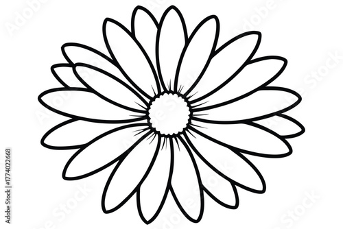 daisy black and white line art silhouette on white background