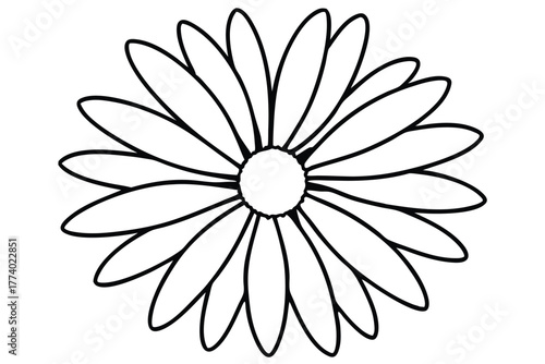 daisy black and white line art silhouette on white background