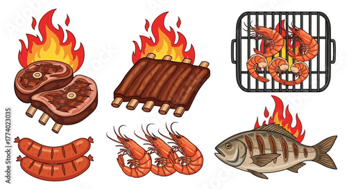 Vector25747 cartoon fire grill