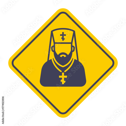 Orthodox priest icon with a cross. Flat illustration.