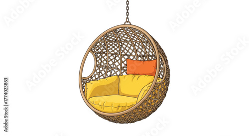 Vector25781 rattan swing chair