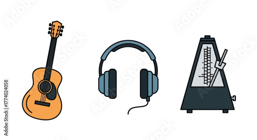 Acoustic Guitar Headphones and Metronome for Music Practice and Enjoyment.